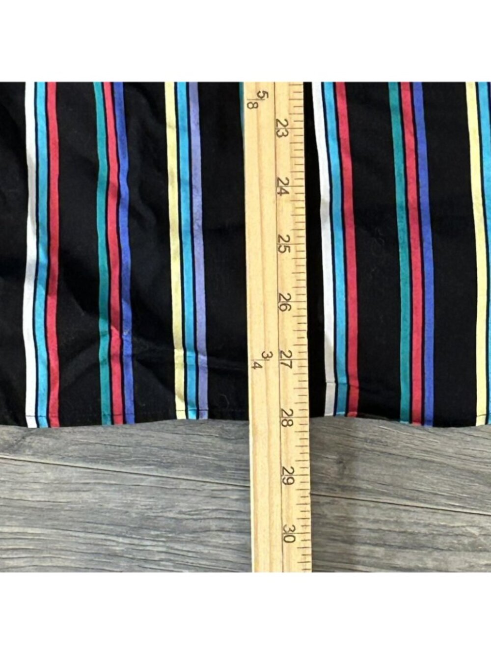 Vintage Eddie Bauer Shirt Mens L Black Rainbow Stripe Short Sleeve Button Up 80s - Picture 9 of 9